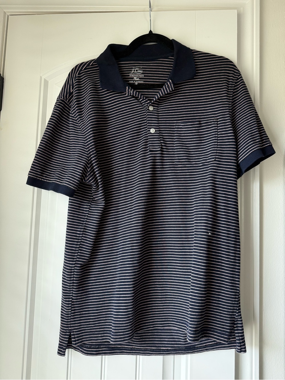 J. Crew Navy and White Striped Polo Shirt